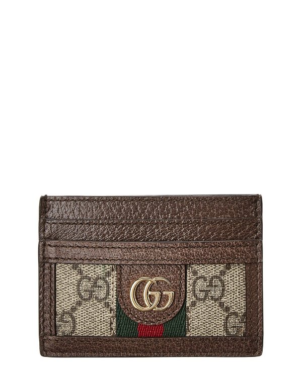 Ophidia GG Supreme Canvas & Leather Card Case / Gilt