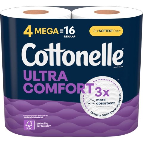 Cottonelle Ultra Comfort Soft Toilet Paper, 4 Mega Rolls