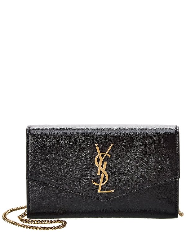 Uptown Leather Wallet On Chain / Gilt