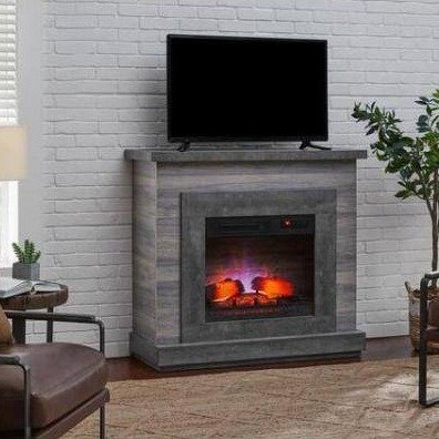 Wildercliff 45 in. W Electric Fireplace Wall Mantel in Gray