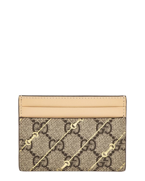 GG Supreme Canvas & Leather Card Case / Gilt