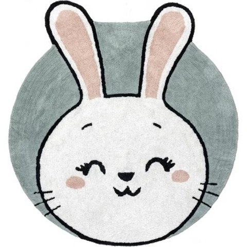 Nuloom Vera Bunny Machine Washable Kids Indoor Area Rug, Shaped 6 , Gray