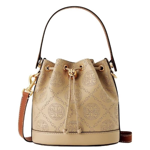 Monogram Drawstring Perforated Bucket Bag