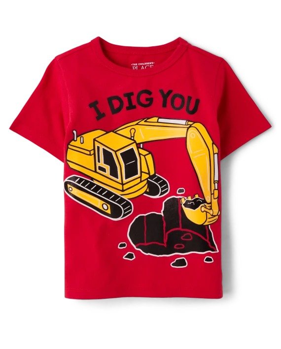 Baby And Toddler Boys Valentine's Day I Dig You Graphic Tee - red