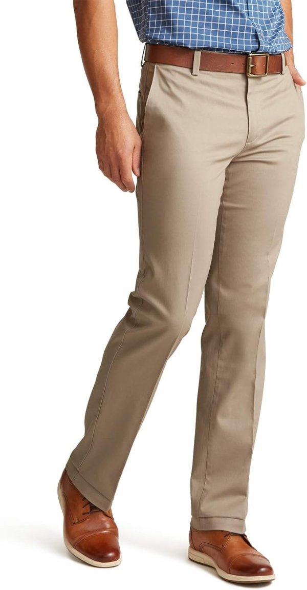 Men's Straight Fit Signature Lux Cotton Stretch Khaki Pant Creased