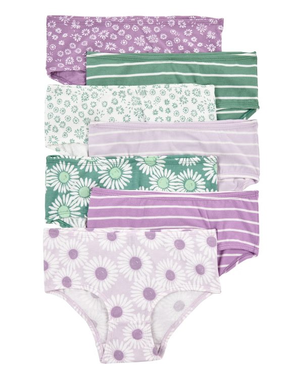Toddler 7-Pack Striped Floral Brief Stretch Underwear
