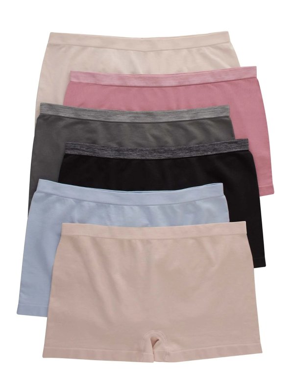 Women's Comfort Flex Fit Seamless Boyshort Underwear, 6-Pack