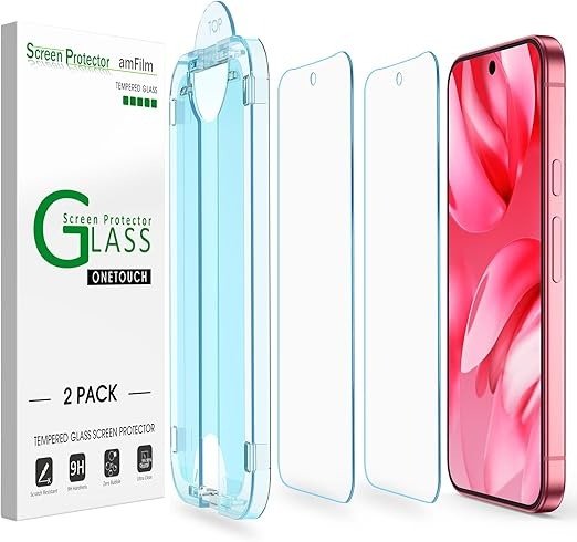 Auto-Alignment OneTouch for Google Pixel 9a [6.3"] Screen Protector 2025 Tempered Glass, 30 Seconds Installation, Bubble Free, Case Friendly, Anti-Scratch [2 Pack]