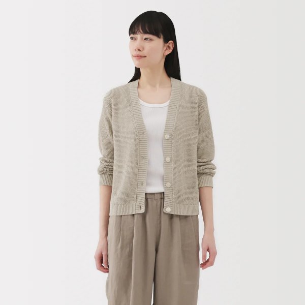 Women's Linen Blend Mesh Cardigan