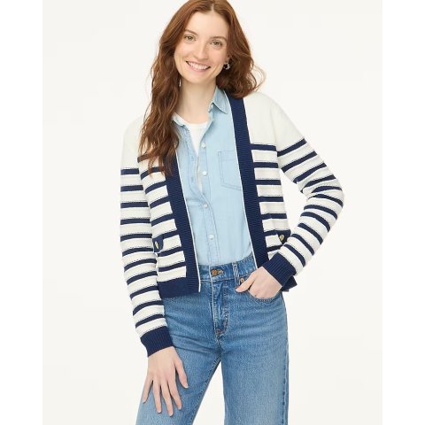 J.CrewStriped open cardigan sweater