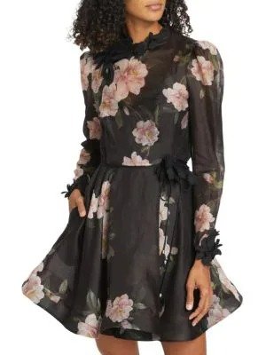 Floral Linen-Silk Minidress