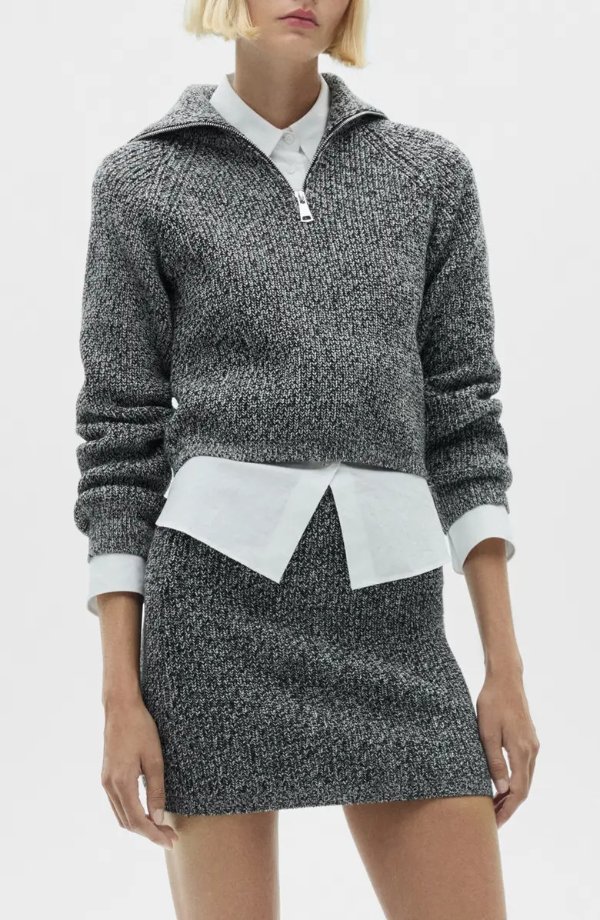 Marled Half Zip Sweater