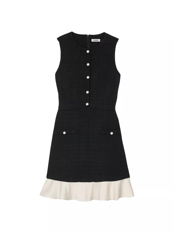 Two-Tone Tweed Short Dress