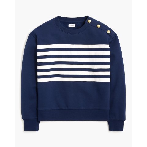 J.CrewStriped button-shoulder crewneck pullover