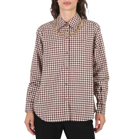 BurberryGingham Cotton Check Chain Detail Shirt