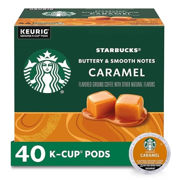 K-Cup Coffee Pods—Caramel Flavored Coffee—Naturally Flavored—100% Arabica—1 box (40 pods)