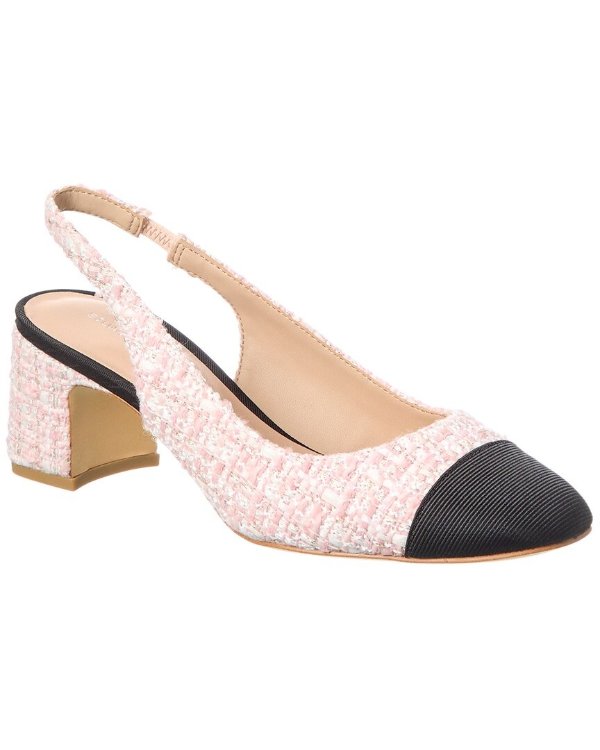 Milla 55 Tweed & Grosgrain Slingback Pump / Gilt