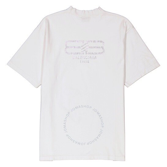 Balenciaga Dirty White Jersey Bb Paris Medium Fit T-Shirt