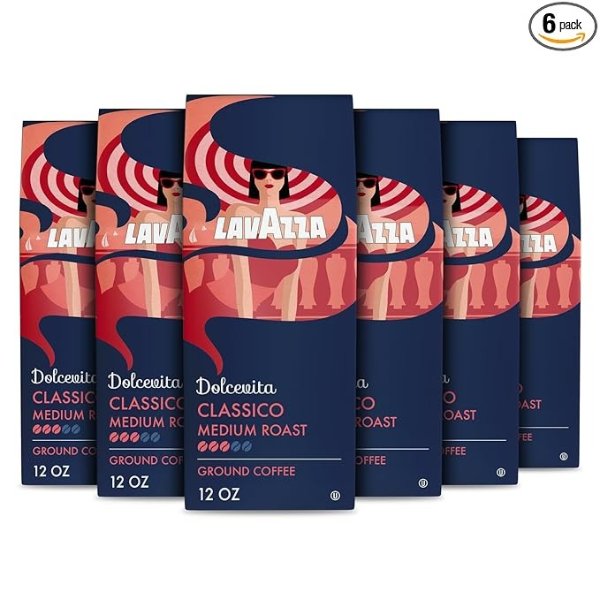 Classico Ground Coffee Blend, Medium Roast, 12-Ounce Bags (Pack of 6)