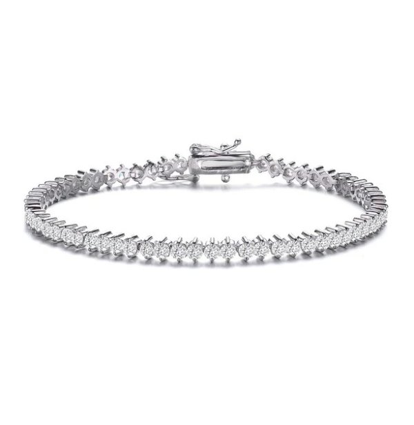 sterling silver clear round cubic zirconia tennis bracelet