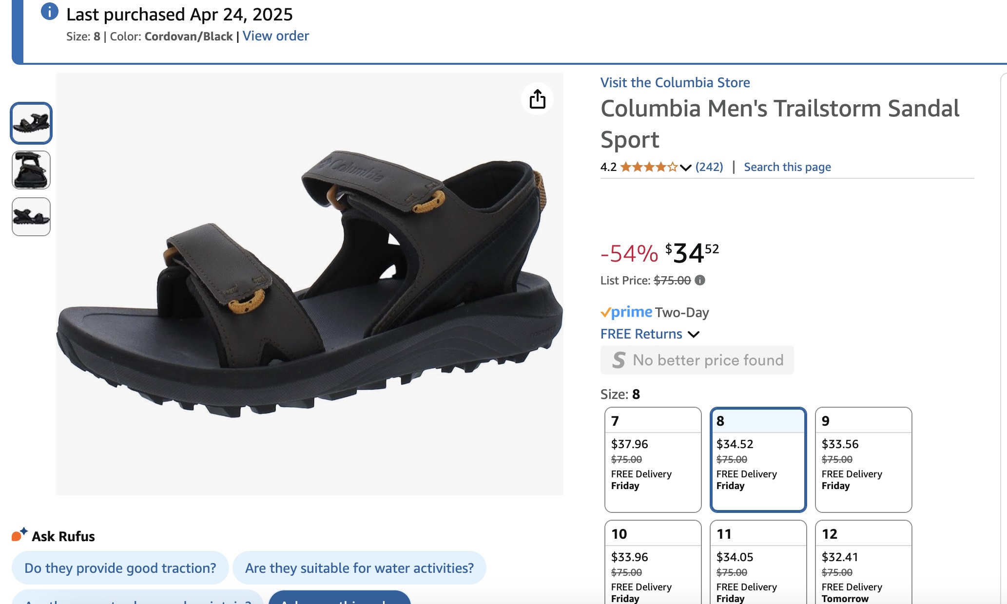 Amazon.com | Columbia Men's Trailstorm Sandal Sport, Cordovan/Black, 9 | Sport Sandals &amp; Slides