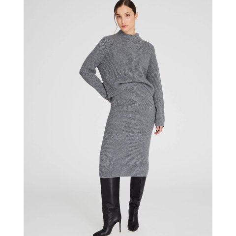 羊绒罗纹中长裙