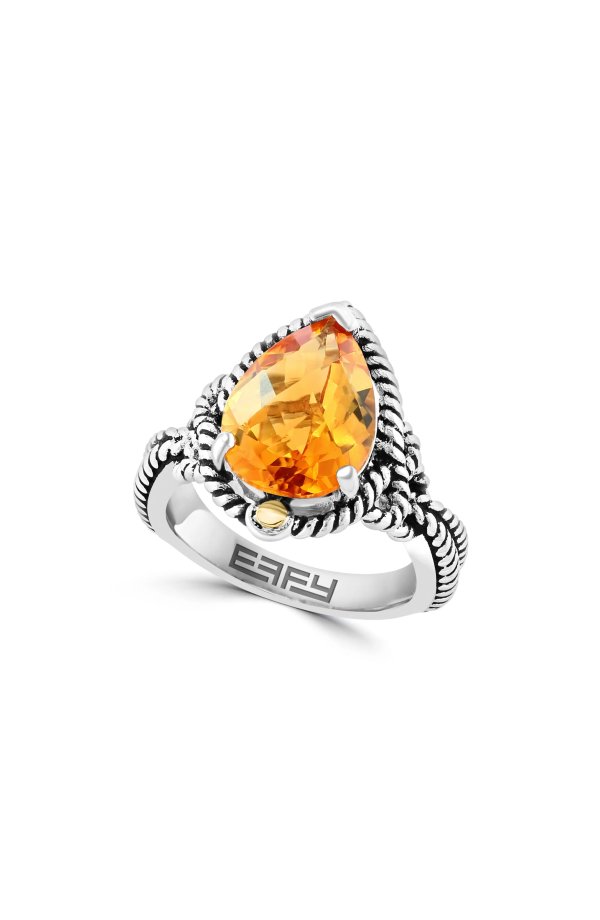 Sterling Silver & 18K Yellow Gold Citrine Ring