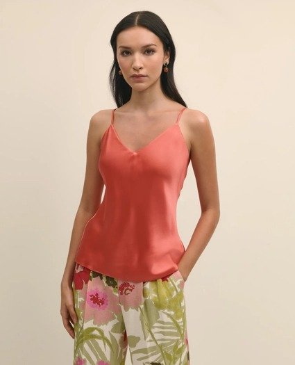 V-Neck Camisole in Washable Silk Charmeuse