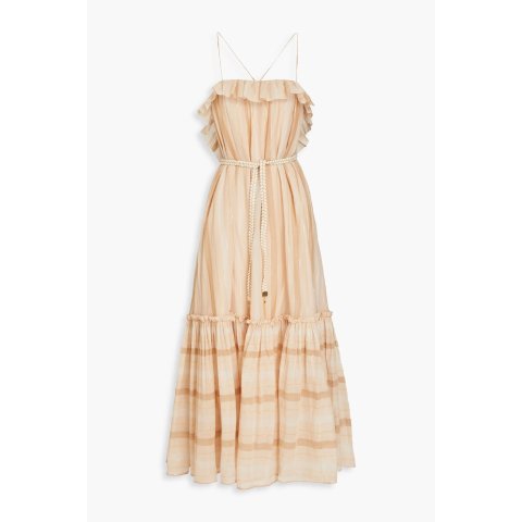 ZimmermannRuffled striped cotton-blend maxi dress