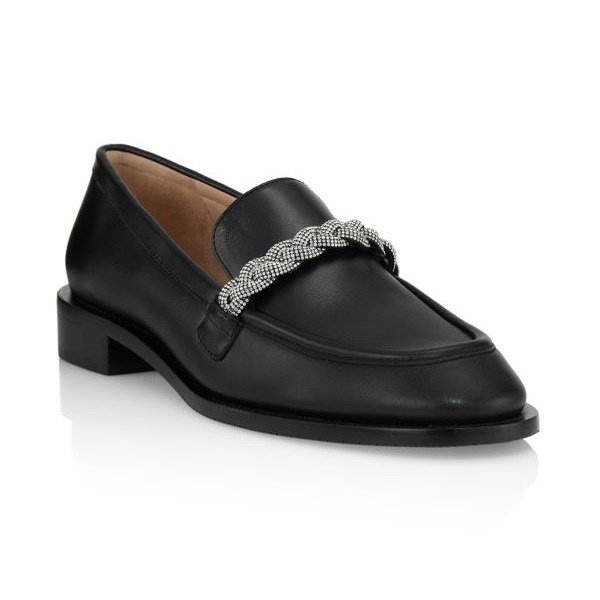 Palmer Crystal-Embellished Leather Loafers