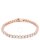 White Rose Gold-Tone Plated Round Cut Matrix Tennis Bracelet, Size Small