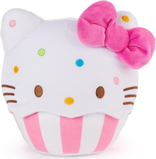 Sanrio Official Hello Kitty Cupcake Plush, Stuffed Animal for Ages 1 and Up, Pink/White, 8”