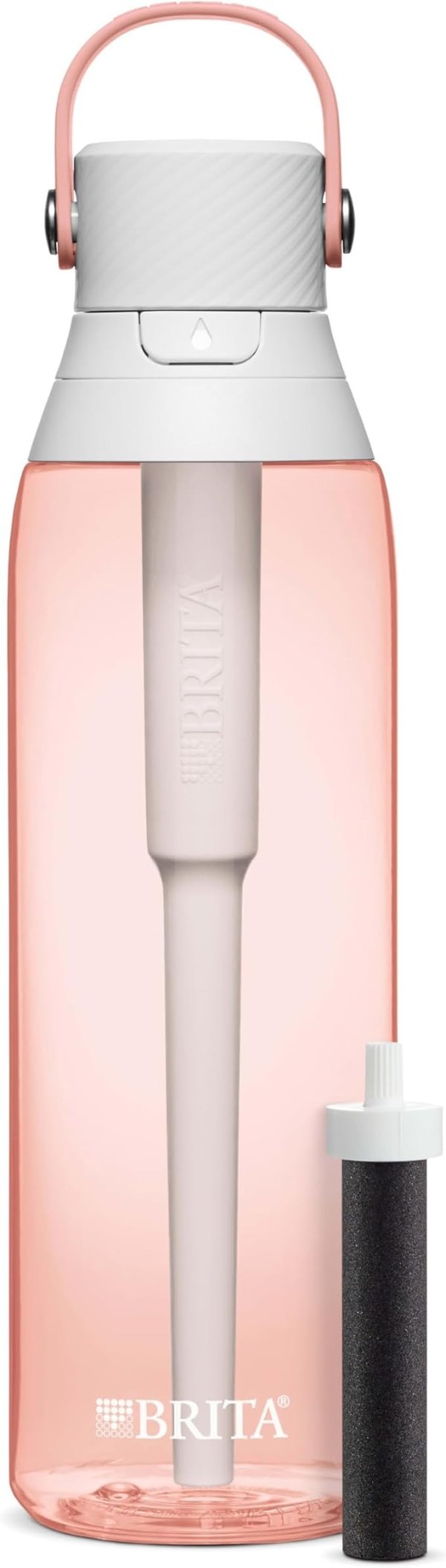 Premium Filtered Water Bottle with Straw, Reusable, BPA Free Plastic, Blush, 26 Ounce,1 count