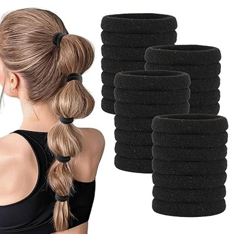 35PCS Hair Ties for Women, Smooth and Thick Black Hair Bands, Durable Elastic Hair Ties for Secure Ponytail Holding (Black)