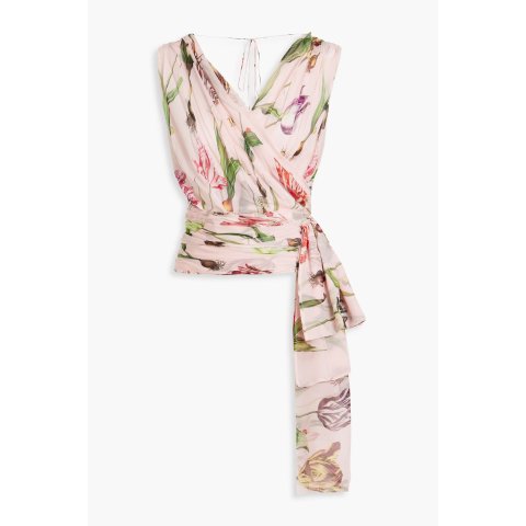 Oscar de la RentaWrap-effect draped floral-print silk-chiffon top