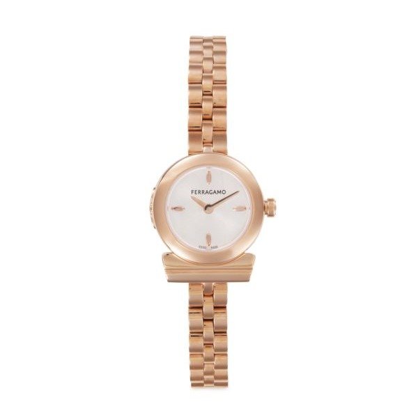 Gancini IP Rose Gold & Silver Sunray Dial Bracelet Watch/22.5MM