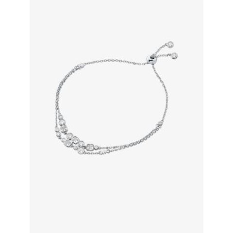 Precious Metal-Plated Sterling Silver Bezel Slider Bracelet