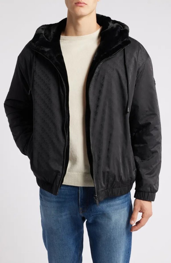 Borden Bunny Wind & Water Resistant Faux Fur Reversible Moto Jacket