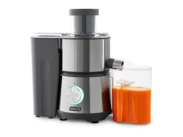 Dash Compact Centrifugal Juicer, Press Juicing Machine, 2-Speed, 2" Wide Feed Chute for Whole Fruit Vegetable, Anti-drip, Stainless Steel Sieve - Cool Grey