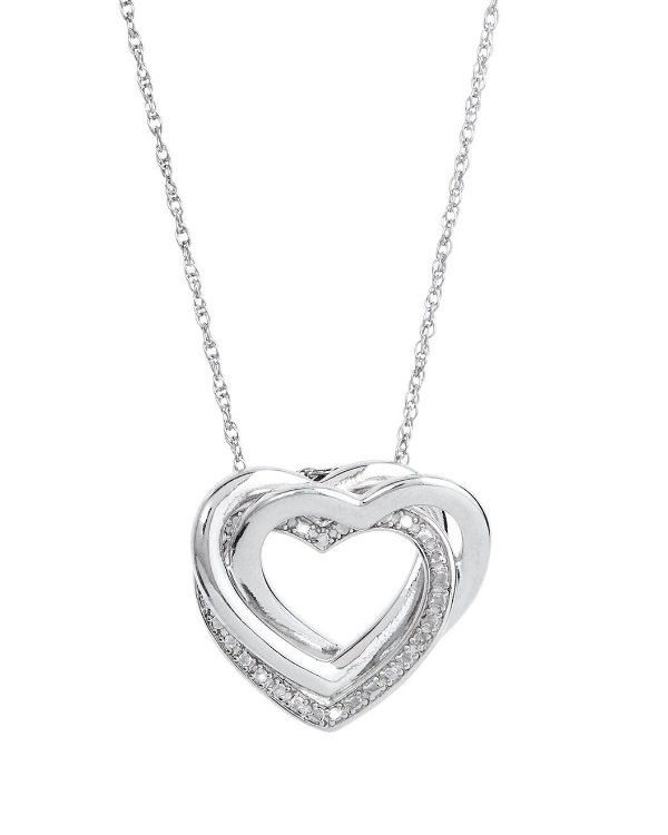 Savvy Cie Silver 0.01 ct. tw. Diamond Interlocking Necklace / Gilt