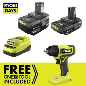 ROYBI ONE+ 18V Cordless 3/8 in. Impact Wrench Kit with 4 Ah Battery, 2Ah Battery, and 18V Charger