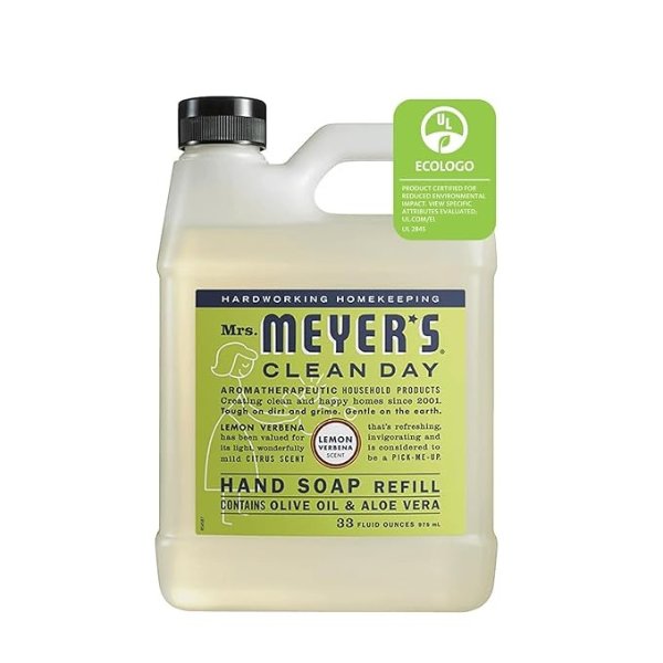 Clean Day Liquid Hand Soap Refill, Cruelty Free and Biodegradable Hand Wash Made with Essential Oils, Lemon Verbena Scent, 33 oz
