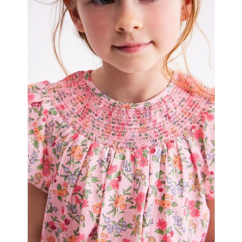 BodenWoven Smocked Top Chalk Pink Garden Ditsy