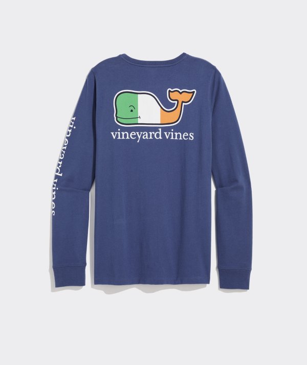 Women's Irish Flag Whale Long-Sleeve Pocket Tee