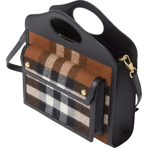 Burberry$50 off $1000Check Cashmere and Leather Mini Pocket Bag