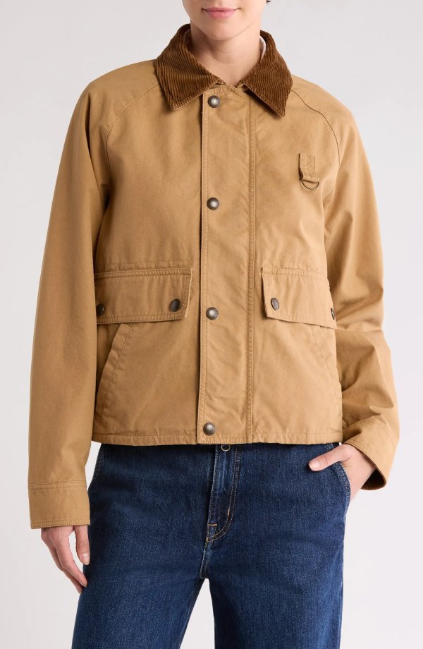 Corduroy Collar Cropped Utility Jacket
