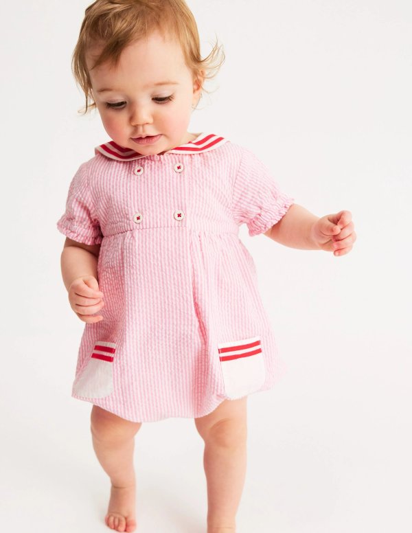 Heritage Nautical Romper Pink Ticking Stripe