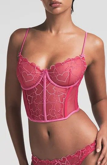 Embroidered Tulle Crop Corset
