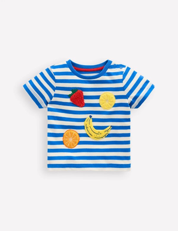 Logo Interest T-Shirt Blue Stripe Fruit