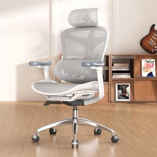 Doro C300 Ergonomic Office Chair with 3D Armrests, Dynamic Lumbar Support, and Seat Depth Adjustment for Home Office (Grey)
